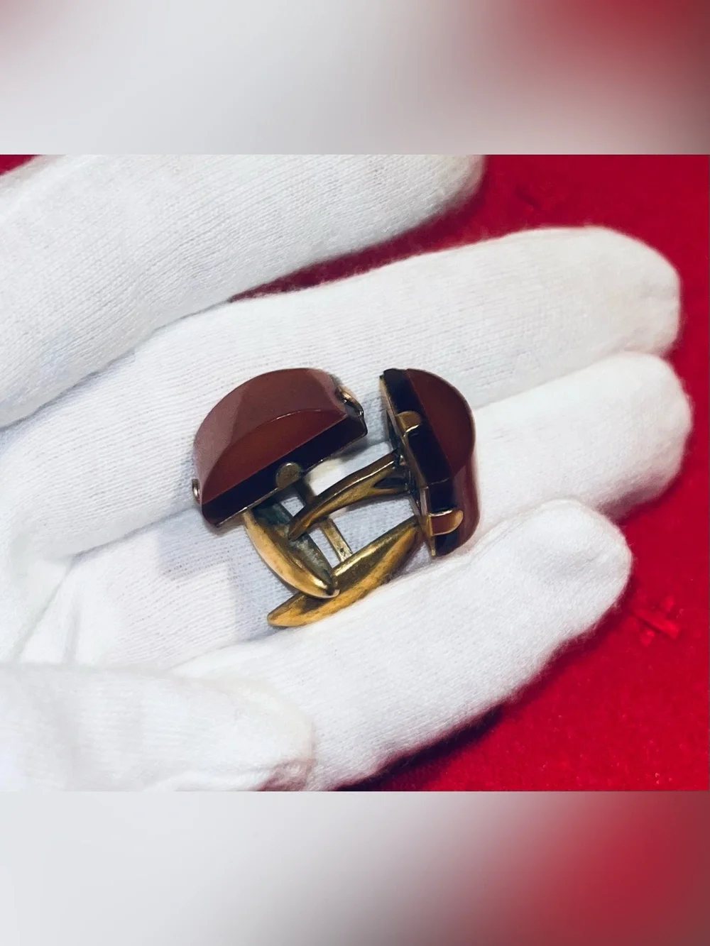 Vintage Men's Cufflinks With Amber, gold plated